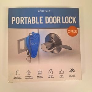 Portable door lock for added security- 2pk- New